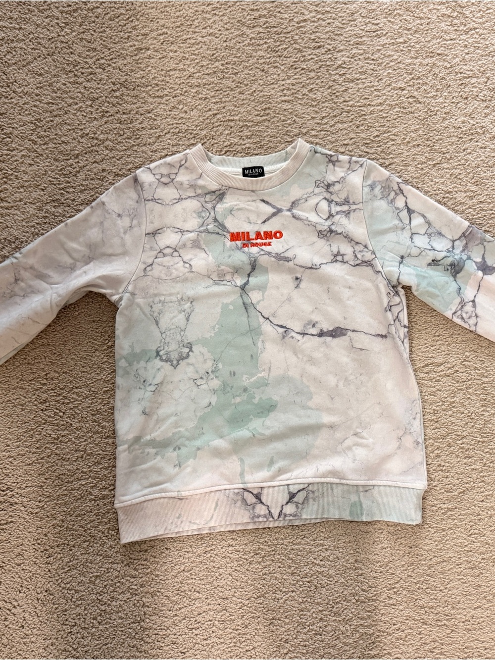 Boys Milano Di Rouge Marble Print Sweatshirt with Mint and Light Gray Accents